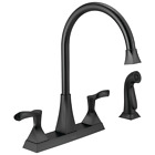 Delta Everly Kitchen Faucet 2 Handle w/ Spray Matte Black-Certified Refurbished