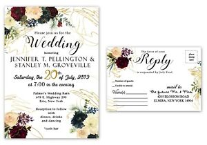 Wedding Invitations With Rsvp Set Of 75 Personalized Custom Invites
