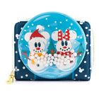 Loungefly Disney Snowman Mickey Minnie Mouse Snow Globe Zip Around Wallet