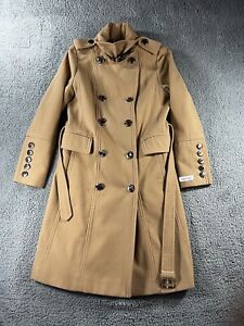Calvin Klein Trench Pea Coat Women 8 Long Double Breasted Belted Outerwear