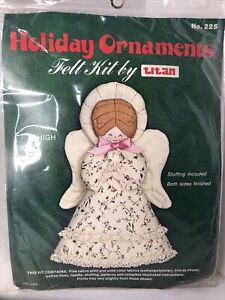 Vintage 1980 Titan Christmas Felt Holiday Ornament Kit Angel Craft Sew  #225 8”
