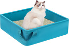 Travel Litter Box for Cats in Car with Handle, Leak-Proof Collapsible Portable K