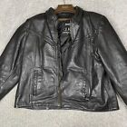 Leather King Jacket Mens 3XL (Fits Small) Black Motorcycle Biker Zip Out Lining