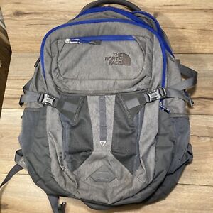 The North Face Recon Hiking Laptop Backpack Bag Gray Royal Blue Large Outdoors
