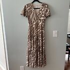 Cabi Swoon Midi Dress Taupe Ivory Women's SMALL 6147