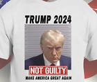 Donald Trump 2024 Mugshot Not Guilty White T-Shirt MAGA On Gildan 100% Cotton