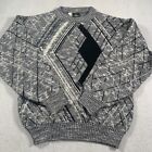 Kennington Sweater Mens Small Gray Knit Long Sleeve Grandpa Acrylic Wool Italy