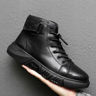 Men Ankle Boots Fashion Faux Leather Round Toe High Top Lace Up Casual Shoes