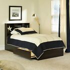 Twin Bed Profiled Storage Drawers Frame Bookcase Headboard Platform Contemporary