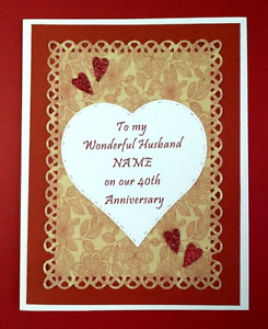 40th Wedding Anniversary Card for Husband with Personalized Name & Verse inside