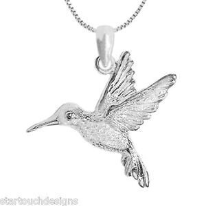 New .925 Sterling Silver Hummingbird Pendant Necklace