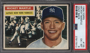 1956 Topps #135 MICKEY MANTLE Yankees Gray Back PSA EX-MT 6 & Dead Centered!