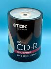 TDK Blank Recordable CD-R 100 Pack 700MB 80Min 52x Speed New Sealed