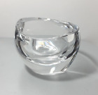 Krosno Poland Heavy Art Glass Crystal Modern Oval Pattern Small Candy Bowl Dish