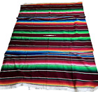 Vintage Mexican Serape Saltillo Blanket Woven Stripes Southwest Wool 88