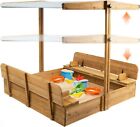 PETSCOSSET Sandbox with Cover for Kids Outdoor Wooden 47x47 Sand boxes with Lid