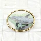Dolphin Oval Gold Tone Brooch Pin The Vintage Strand Lot #9350