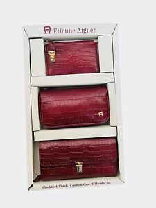 Vintage Red Etienne Aigner Wallet Makeup ID Holder NWT Deadstock Leather Case