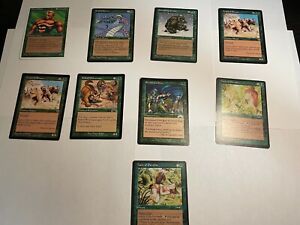 Lot of 9 Green cards - Magic the Gathering Late 90s