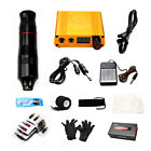 Complete Tattoo Pen Kit LCD Power Supply RCA Cable Foot Pedal Cartridge Needles