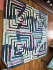 New Handmade Quilt— Machine Quilted - Concentric Circles - Batik Fabric