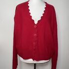 C by Bloomingdale's Women's Cashmere Red Cardigan Scallop Edge Size XXL