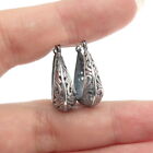 925 Sterling Silver Vintage Ornate Hinged Hoop Earrings