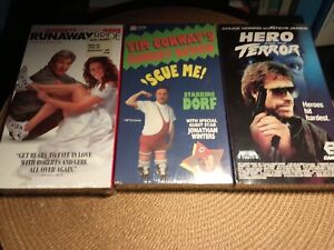 New Listing3 SEALED VHS MOVIE Lot- Runaway Bride, Dorf, Hero And The Terror Chuck Norris