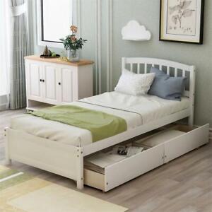 Merax Twin Platform Wood Bed With Reversible Storage Drawers