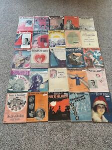 BIG Lot Vintage Sheet Music 1920s and 1930s. 25 Pieces Junk Journal Scrapbooking