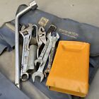 Vintage TOYOTA MOTOR Roll up Bag Wrench Pliers Plug Auto Hand Tool Kit Blue
