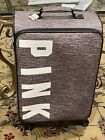 Victoria's Secret Luggage Rolling Suitcase Grey With Pink Logo