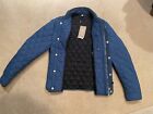Burberry London Quilted Overcoat Nova check Lined Men's Jacket mineral blue 46