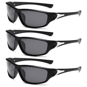 3PK Mens Sport Sunglasses Polarized for Cycling Fishing Running Driving Ski Golf