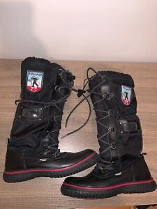 Pajar Canada Grip Women’s Tall Winter Boots Black Fleece Lining Lace Up Size 6.5