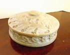 Hand Carved Stone Round Trinket Jewelry Box With Lid  5.5 