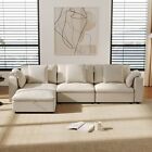 Sectional Sofa Modern Oversized 4-Seat Sofa with 3 cushions And Storage Beige