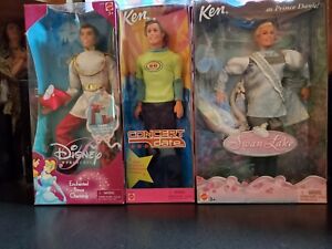 Barbie Ken Doll Lot 3-Pack - Concert Date/Disney Princess/Swan Lake - NIB 2001/3