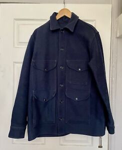 CC Filson Mackinaw Cruiser Dark Navy blue Coat Field Cut Wool Jacket L 44