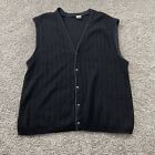 Vintage 90s Streetwear Mens XL Black Kurt Cobain Cable Knit Cardigan Sweater USA