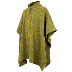 LLAMA WOOL HOODED PONCHO MENS WOMANS UNISEX PULLOVER SWEATER JACKET CAMO