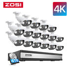 ZOSI 8CH/16CH H.265+ 4K 8MP POE Security Camera System AI Detect Audio 4TB HDD