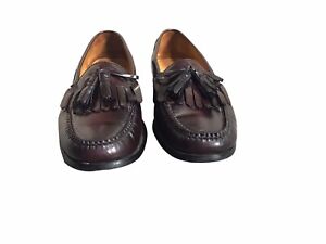 Oxblood Dark Burgundy Leather Tassel Loafer Dress Cushioned Shoes