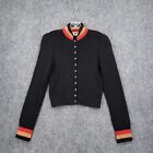 St John Sweater XS Womens Black Santana Knit Cropped Button Up Cardigan