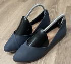 Toms Shoes Womens 8.5 Slip On Flats Blue Canvas Almond Toe Casual Comfort