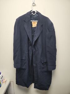 Townchester 100% Imported Cashmere Men's VINTAGE Trench Coat Royal Blue Lined