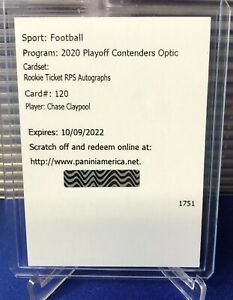 (RK) 2020 Contenders Optic Rookie Ticket CHASE CLAYPOOL RPS RC AUTO Steelers