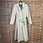 Vintage Anne Klein Trench Coat Beige Button Up Long Sleeve Casual 90s Y2K Wool
