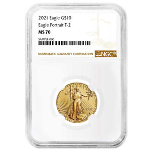 2021 $10 Type 2 American Gold Eagle 1/4 oz NGC MS70 Brown Label