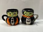 2 Johanna Parker Frankenstein & Bride Halloween Coffee Mugs NWT